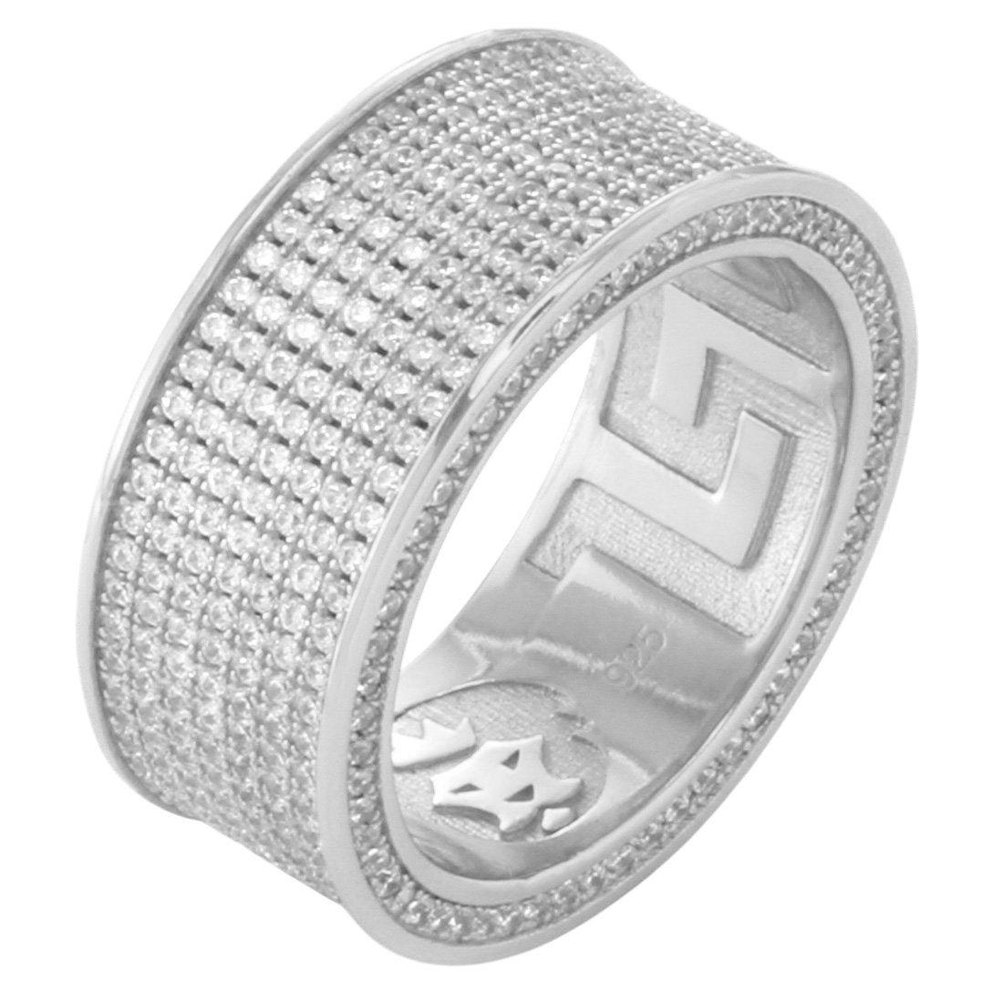King Ice 7-Row Iced Infinity Band Ring - White Gold - WHITE GOLD